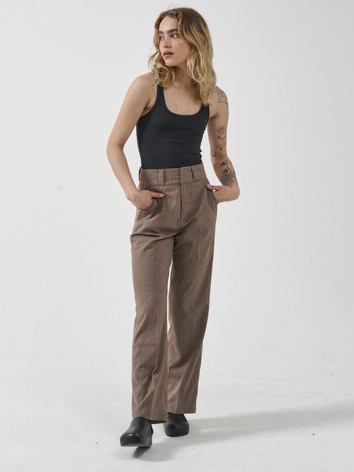 Danny Pinstripe Pants in Taupe