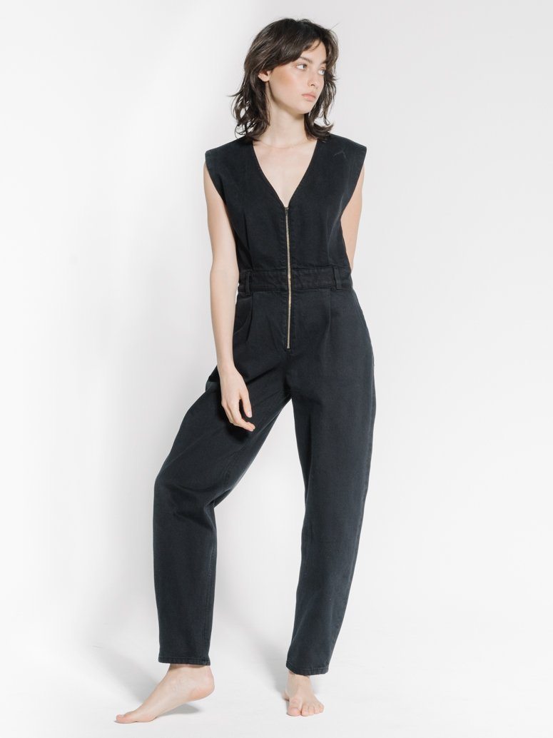 Crescent Sleeveless Coverall - Black Rinse