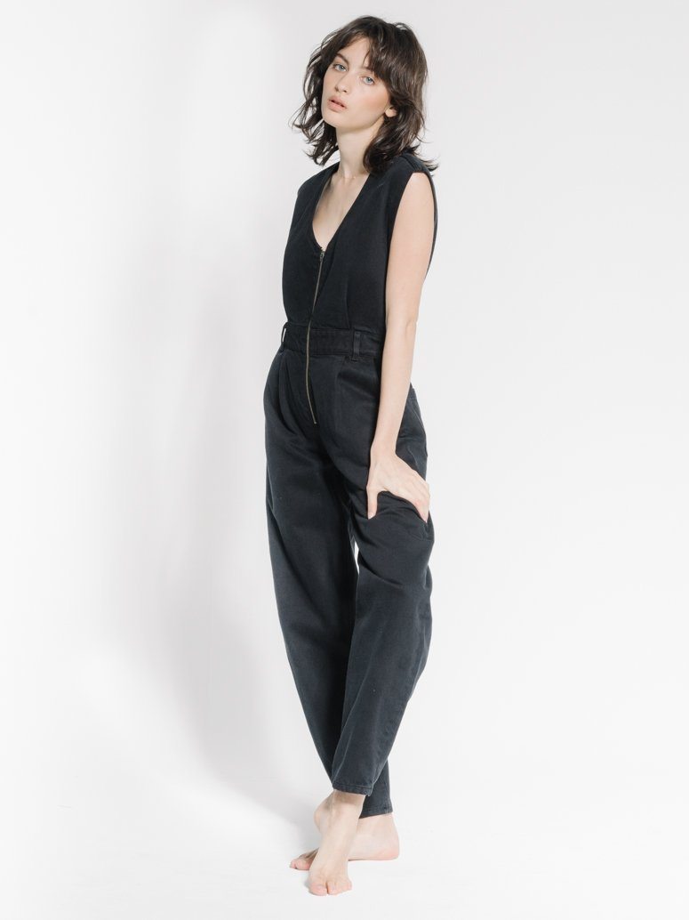 Crescent Sleeveless Coverall - Black Rinse