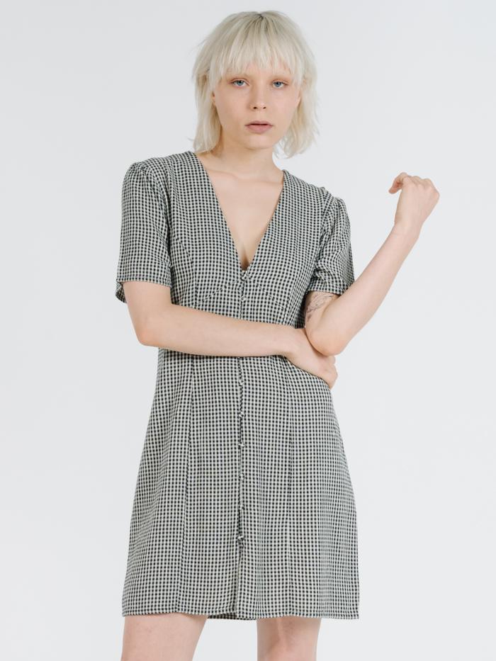 Quad Check Dress - Black