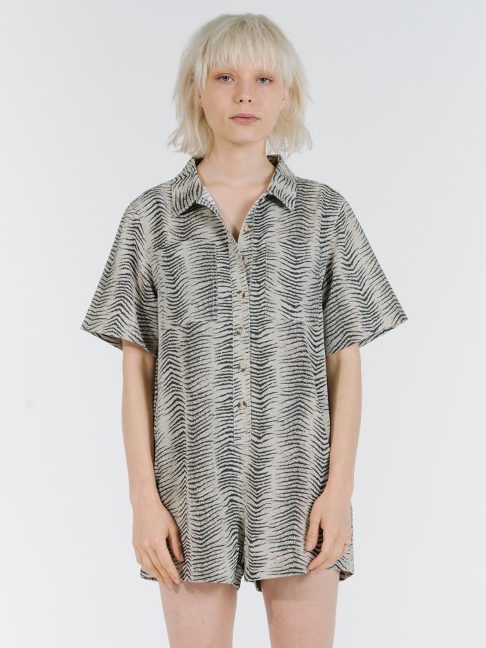 Zebra Lounge Playsuit - Thrift White