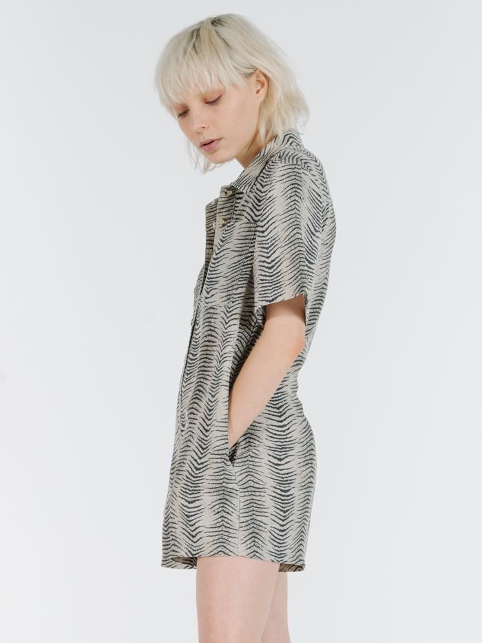 Zebra Lounge Playsuit - Thrift White
