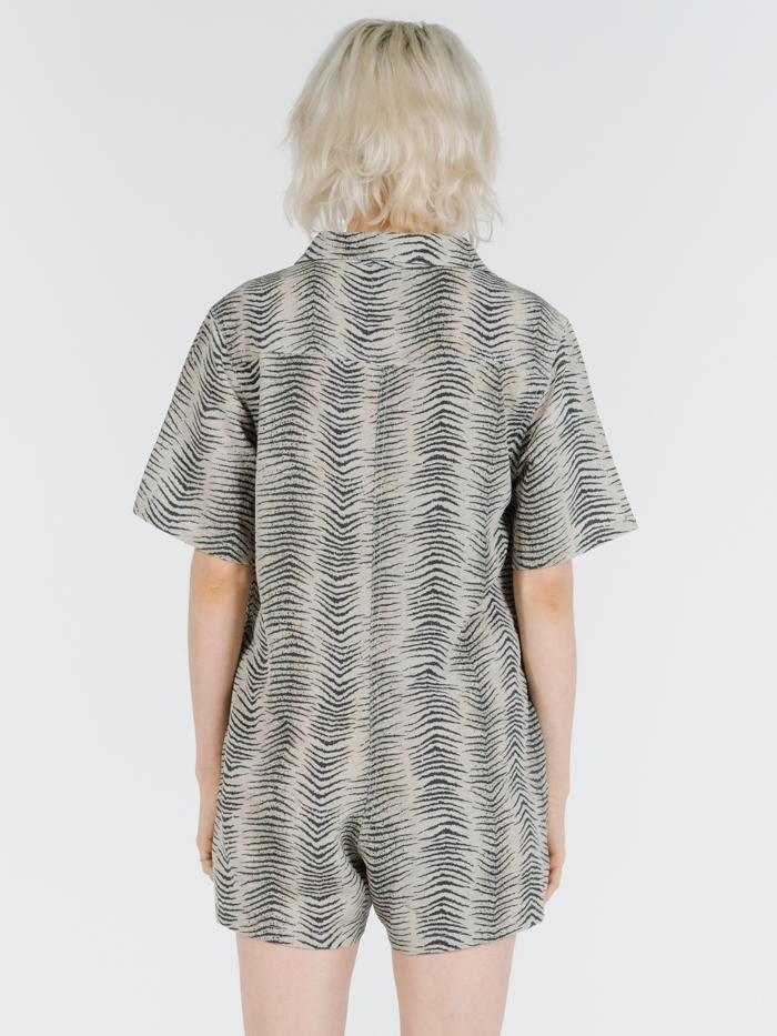 Zebra Lounge Playsuit - Thrift White
