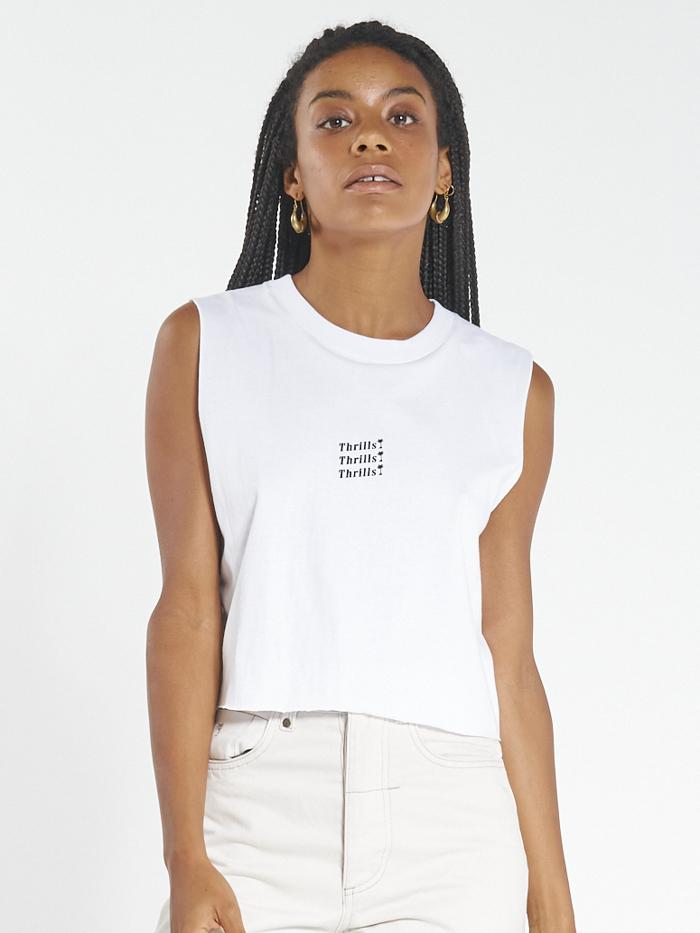 Thrills Unlimited Crop Muscle - White