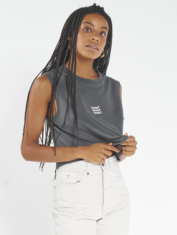 Thrills Unlimited Crop Muscle - Merch Black