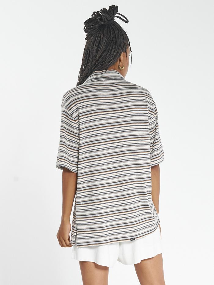 Indie Stripe Bowling Shirt - Heritage White