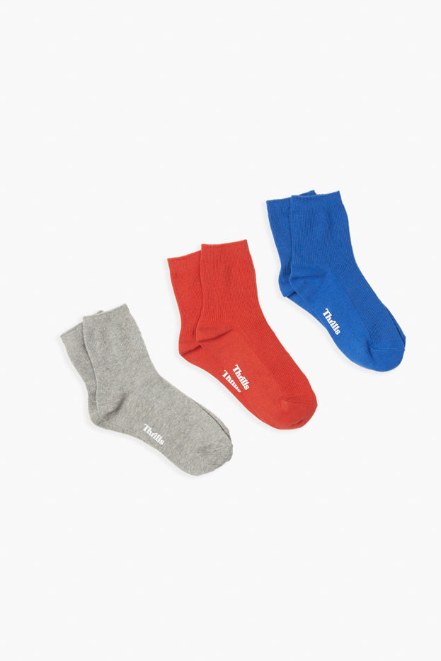 Victoria 3 Pack Sock - Cadmium/Bright Cobalt/Grey Marle