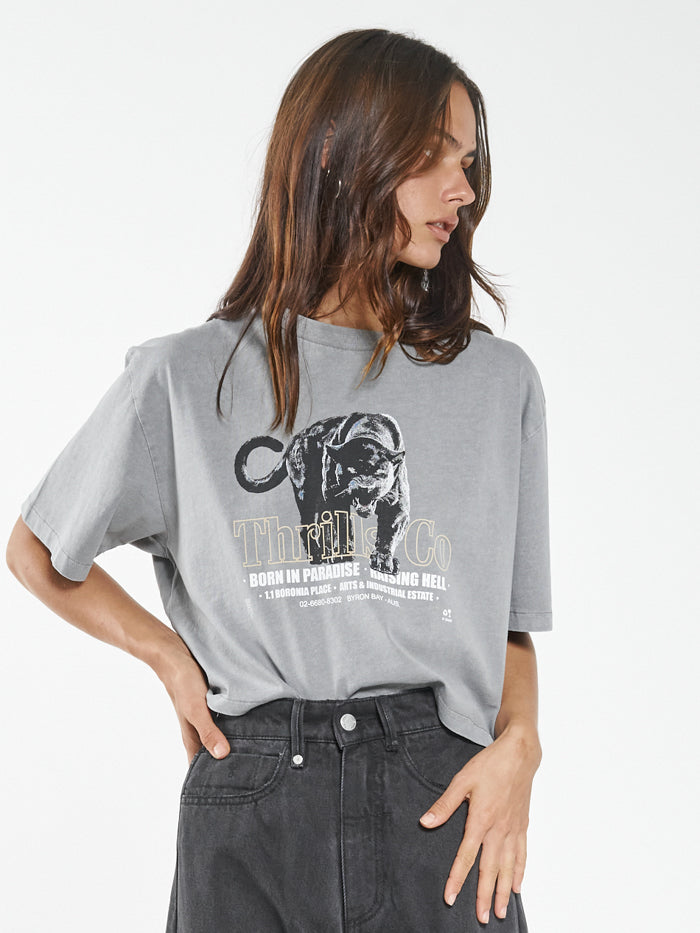 Stalker Merch Fit Crop Tee - Washed Grey