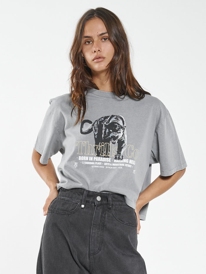 Stalker Merch Fit Crop Tee - Washed Grey