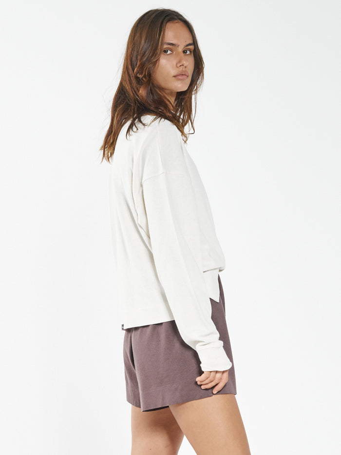 Hemp Mock Neck Long Sleeve Tee - Unbleached