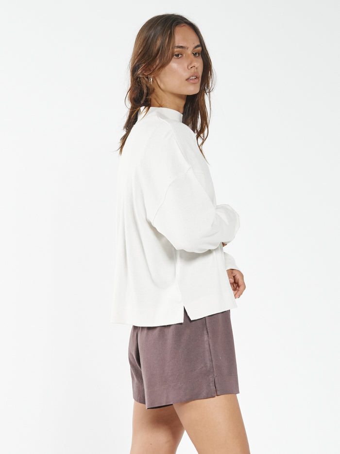 Hemp Mock Neck Long Sleeve Tee - Unbleached