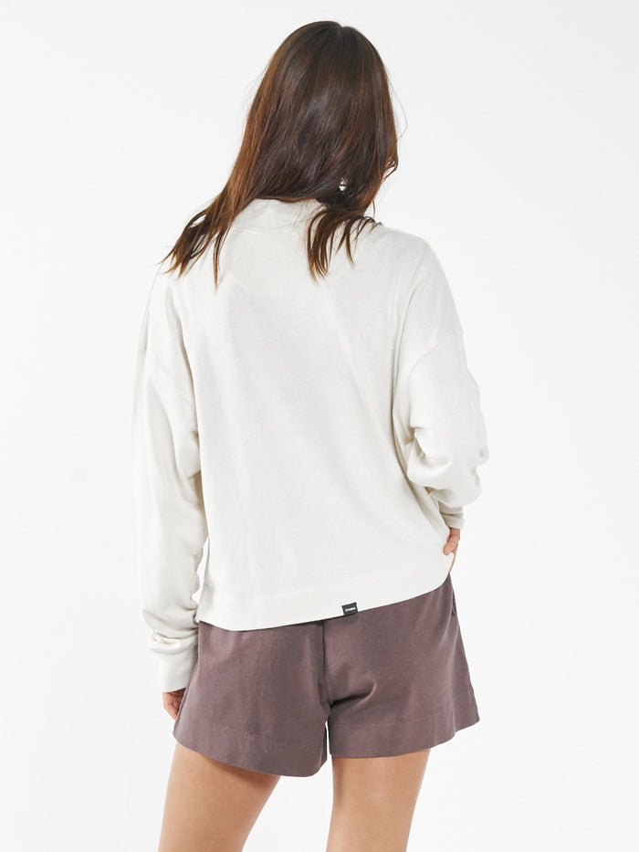 Hemp Mock Neck Long Sleeve Tee - Unbleached