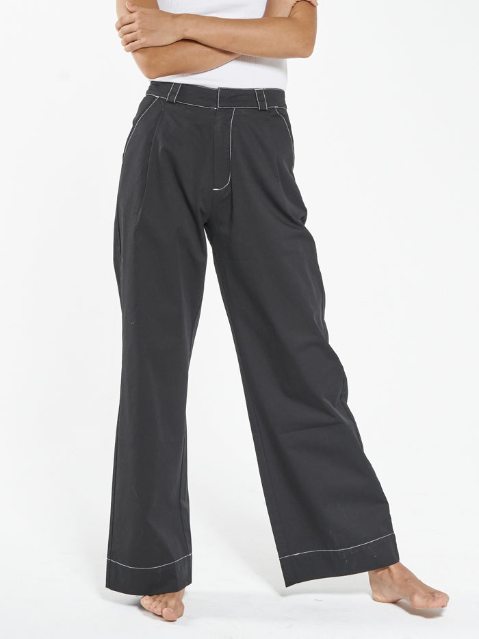 Contrast waistband chinos - Women