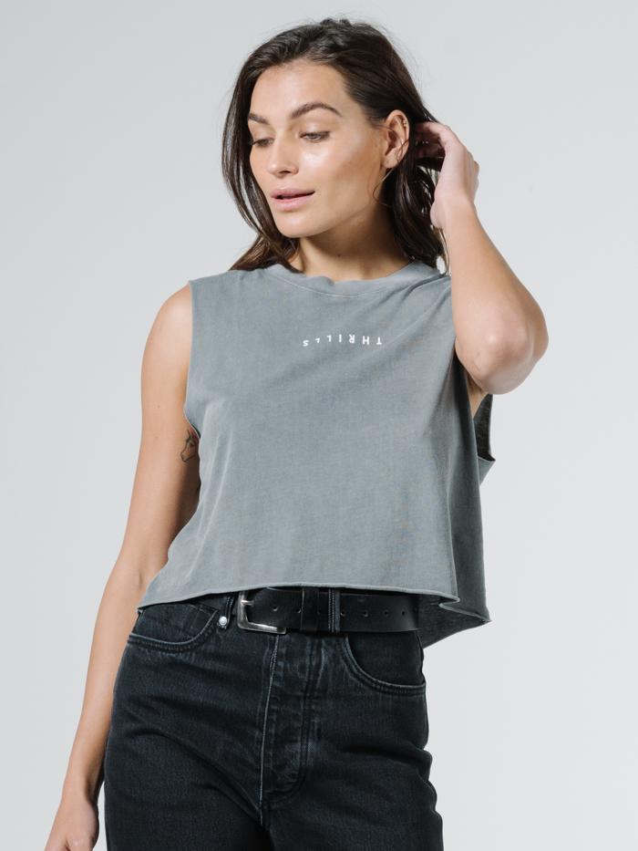 Minimal Thrills Crop Muscle - Washed Grey