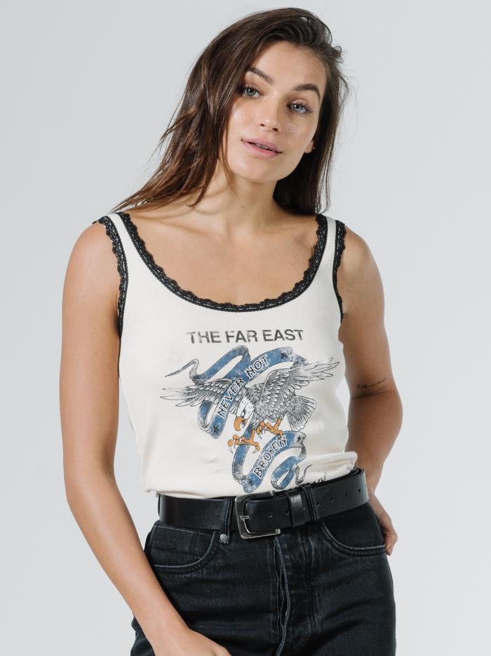 Sacrifice Lace Rib Tank - Heritage White