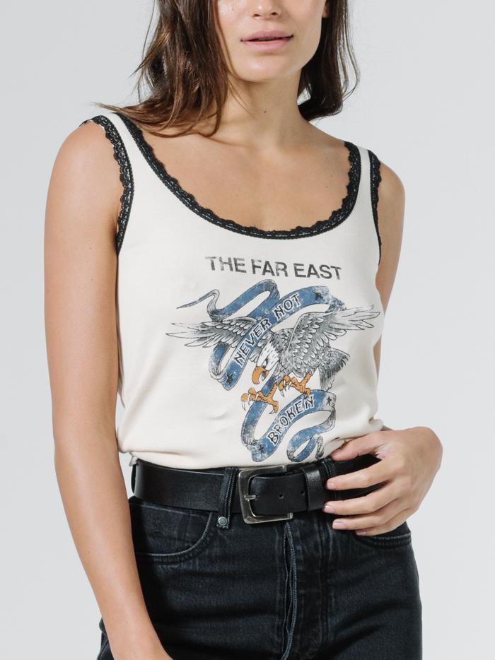 Sacrifice Lace Rib Tank - Heritage White