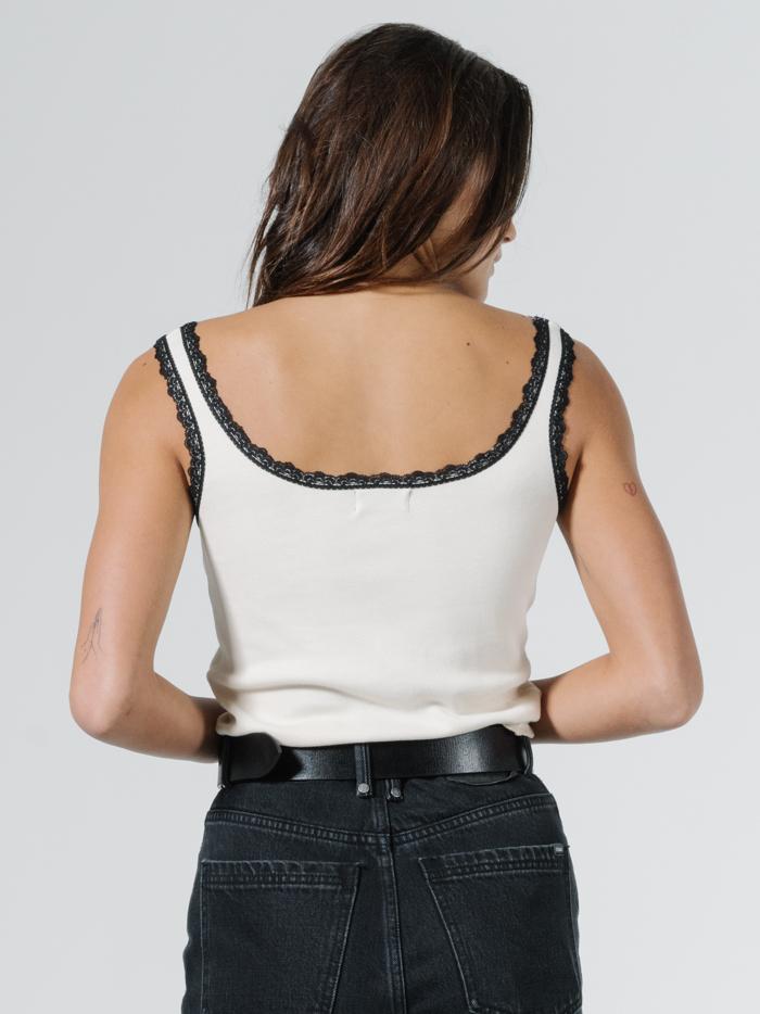 Sacrifice Lace Rib Tank - Heritage White