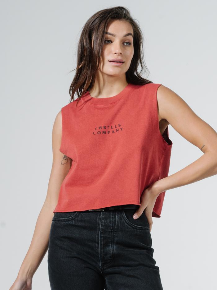 Palmed Thrills Company Crop Muscle - Redwood