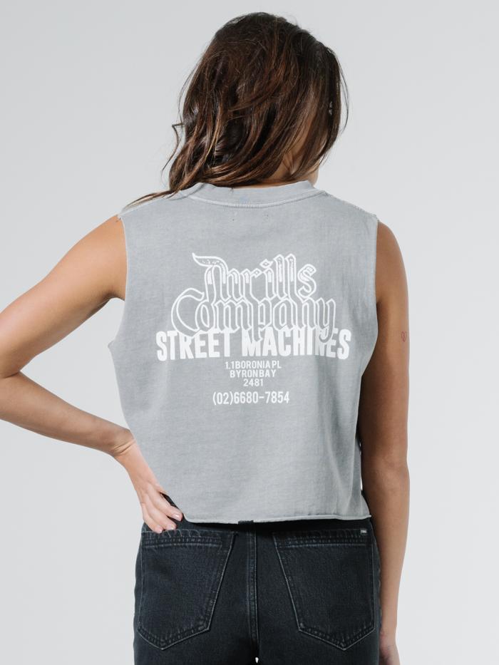 Retribution Crop Muscle - Washed Grey