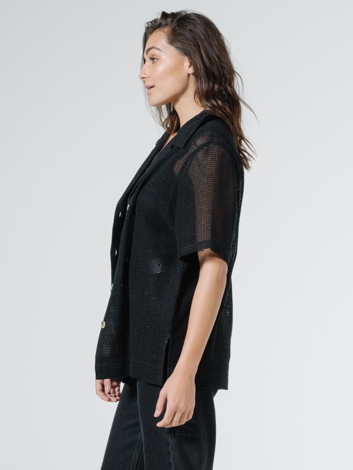 Mesh Slouch Shirt - Black