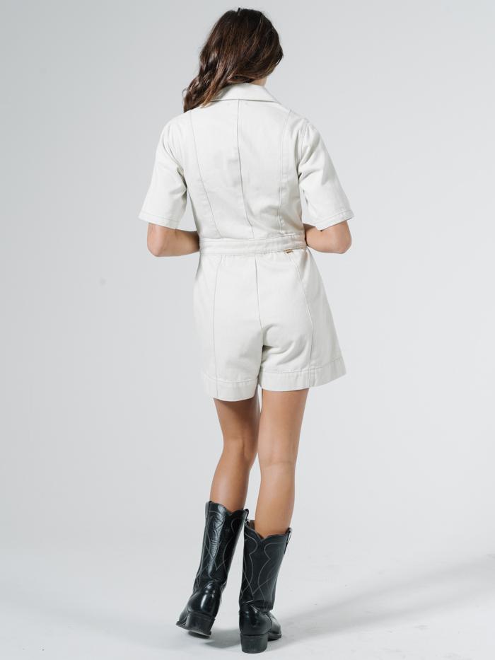Painter Denim Romper - Vintage Bone