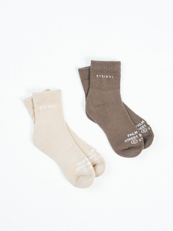 Minimal Thrills 2 Pack Sock - Nude/Walnut
