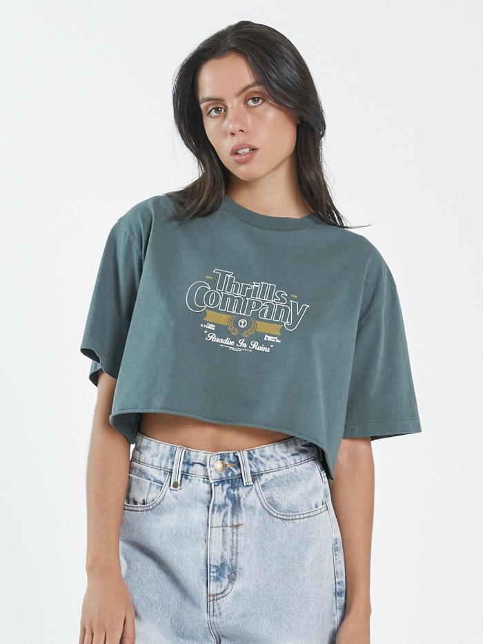 Full Strength Merch Super Crop Tee - Vintage Teal
