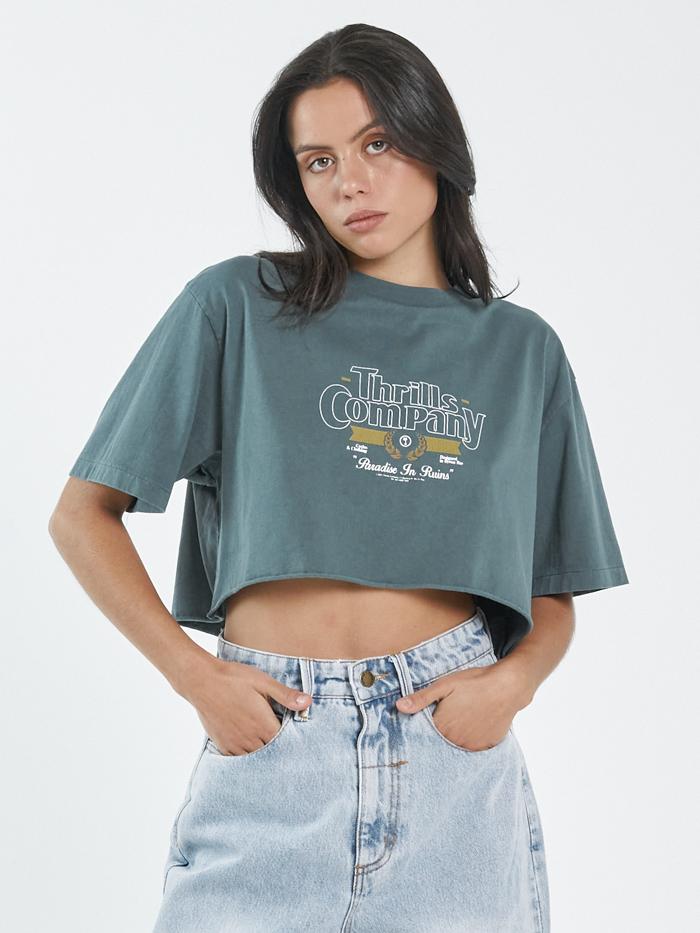 Full Strength Merch Super Crop Tee - Vintage Teal