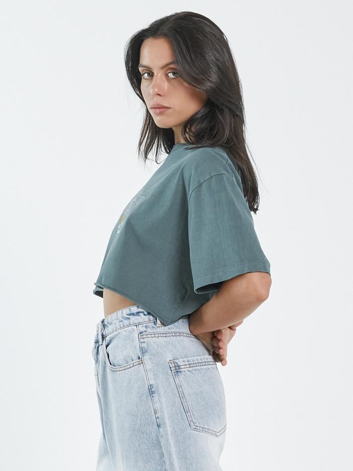 Full Strength Merch Super Crop Tee - Vintage Teal