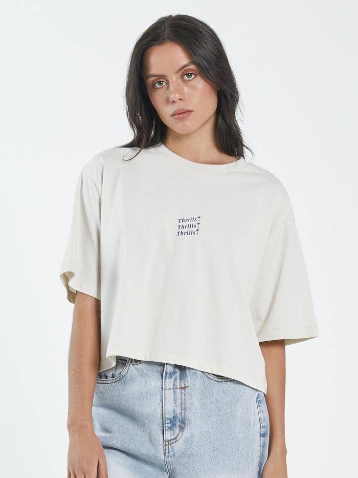Thrills Unlimited Merch Crop Tee - Heritage White