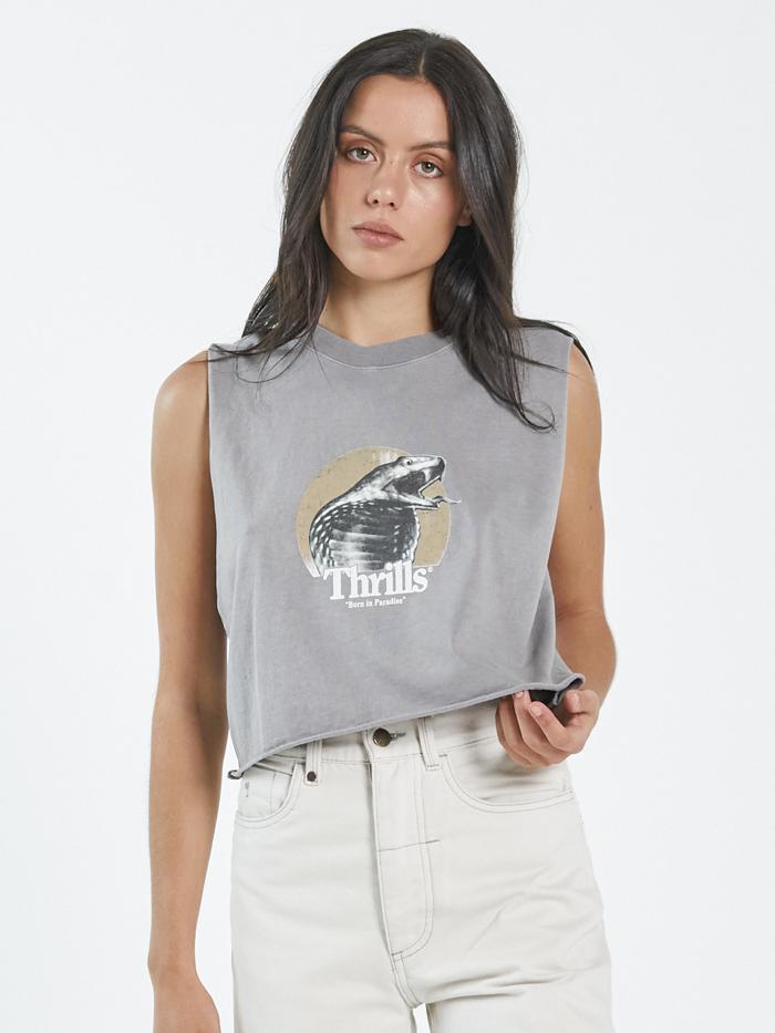 Paranoia Crop Muscle - Washed Grey