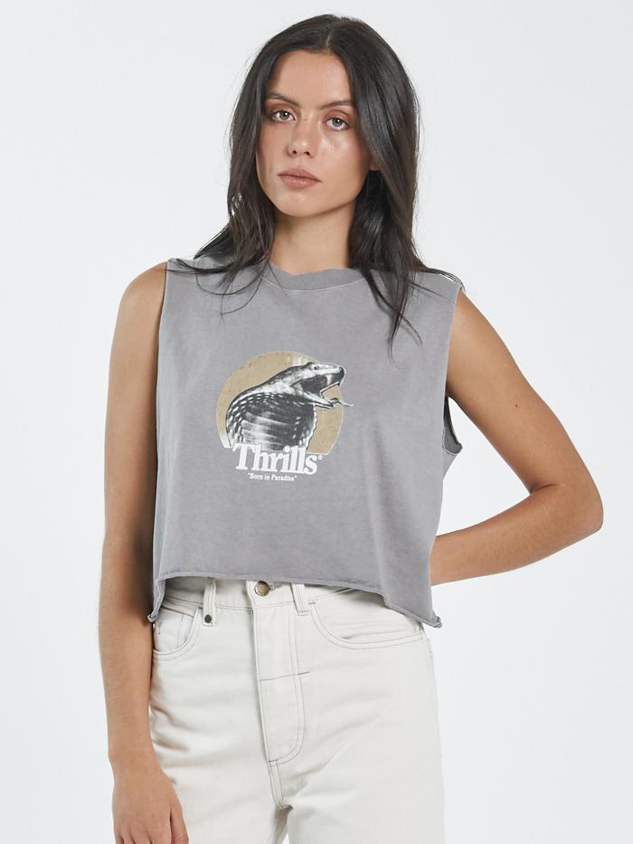 Paranoia Crop Muscle - Washed Grey