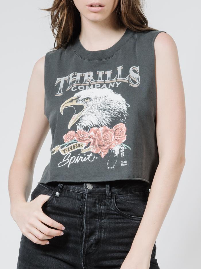 Rose Spirit Crop Muscle - Merch Black
