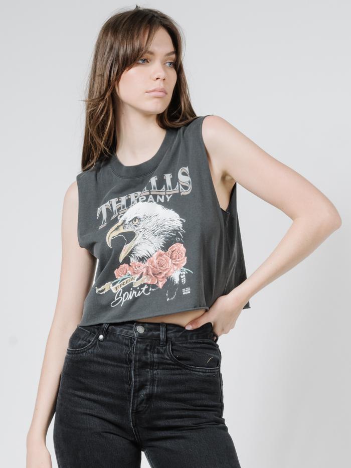 Rose Spirit Crop Muscle - Merch Black