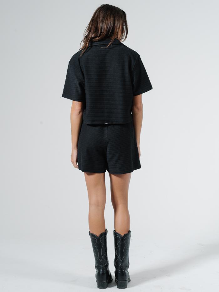 Terry Crop Shirt - Black