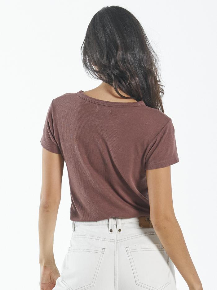 Hemp Paper Rib Tee - Mahogany