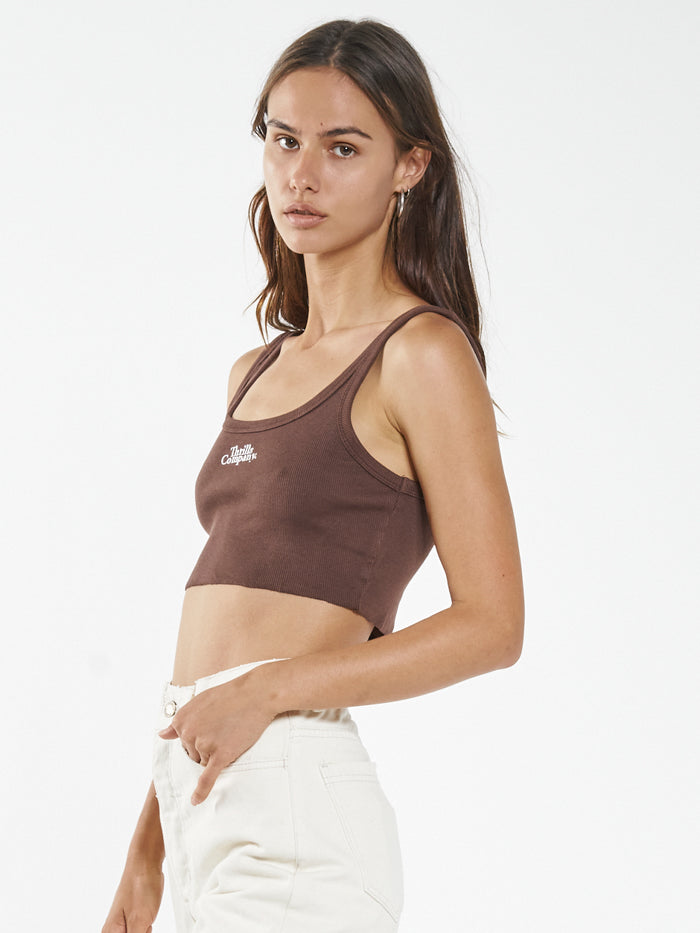Contrasting Stack Crop Retro Tank - Mahogany