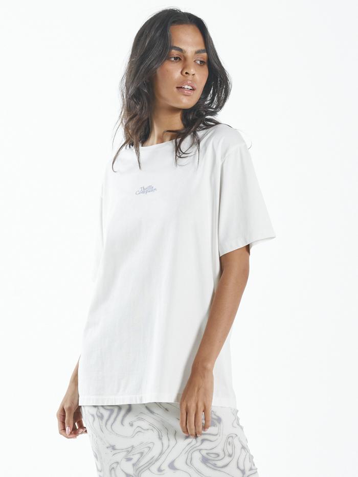 Contrasting Stack Merch Fit Tee - Tofu