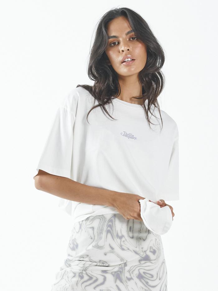 Contrasting Stack Merch Fit Tee - Tofu