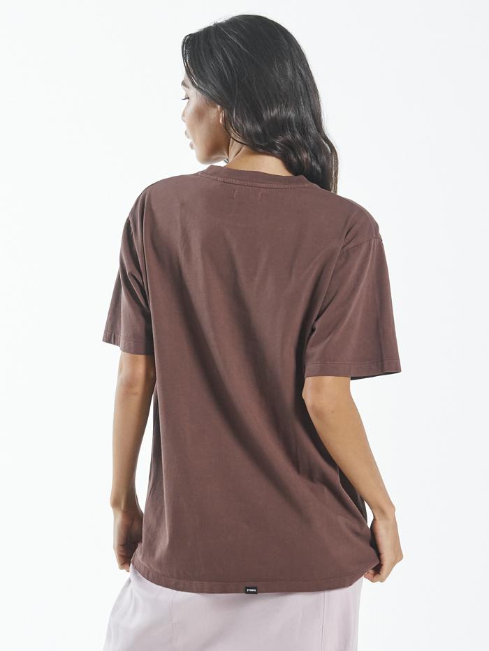 Contrasting Stack Merch Fit Tee - Mahogany