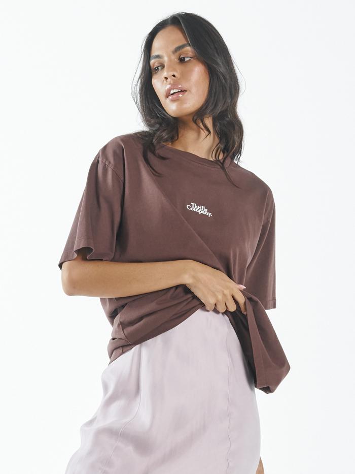 Contrasting Stack Merch Fit Tee - Mahogany