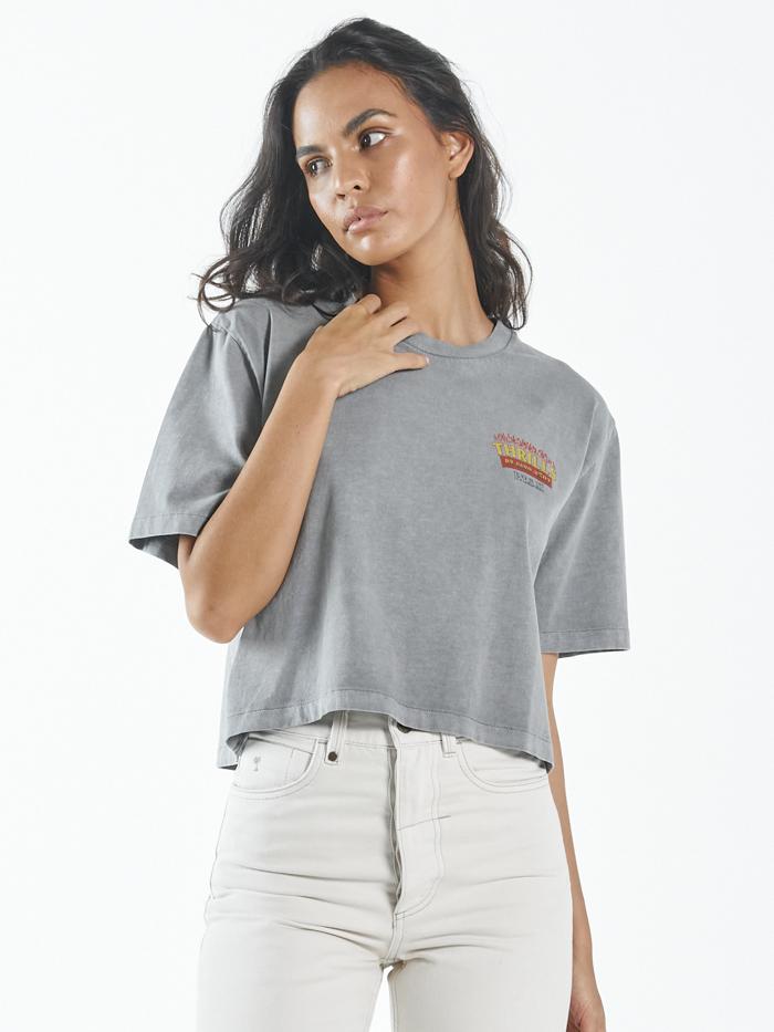 Wings of Fire Crop Merch Fit Tee - Washed Grey