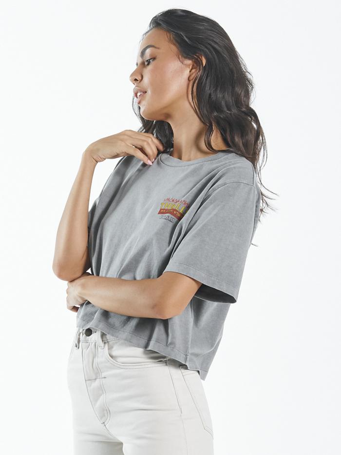 Wings of Fire Crop Merch Fit Tee - Washed Grey