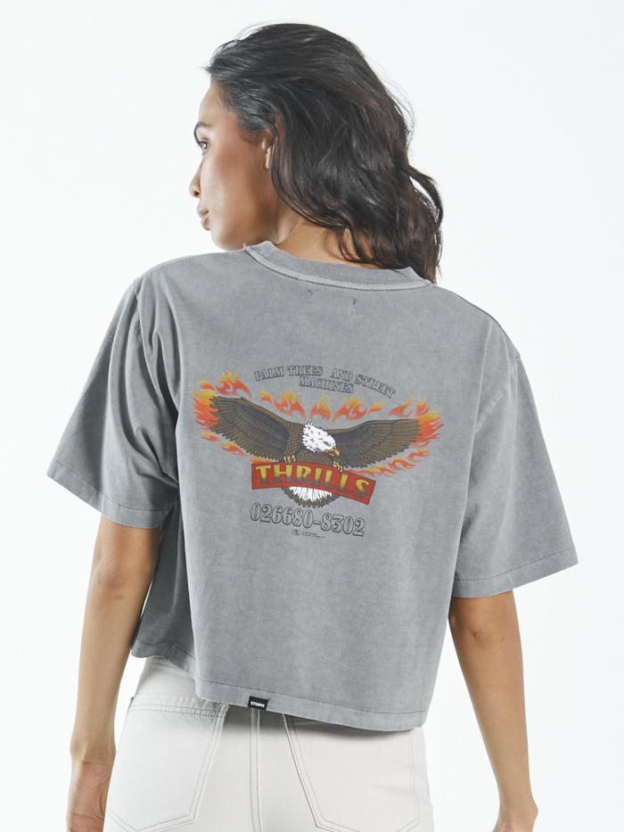 Wings of Fire Crop Merch Fit Tee - Washed Grey