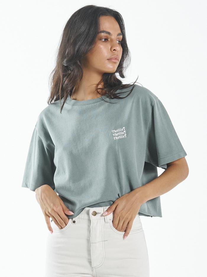 Thrills Embro Unlimited Crop Merch Fit Tee - Lume Green