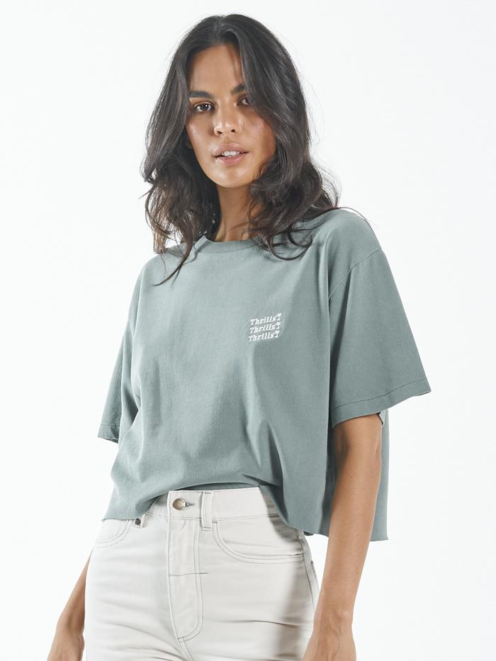 Thrills Embro Unlimited Crop Merch Fit Tee - Lume Green