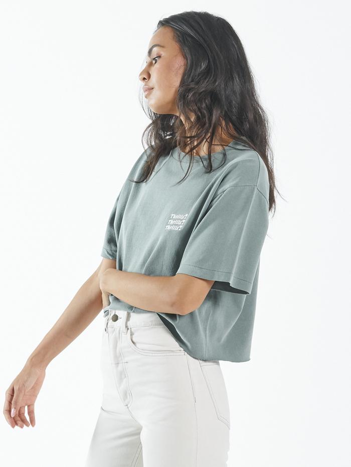 Thrills Embro Unlimited Crop Merch Fit Tee - Lume Green