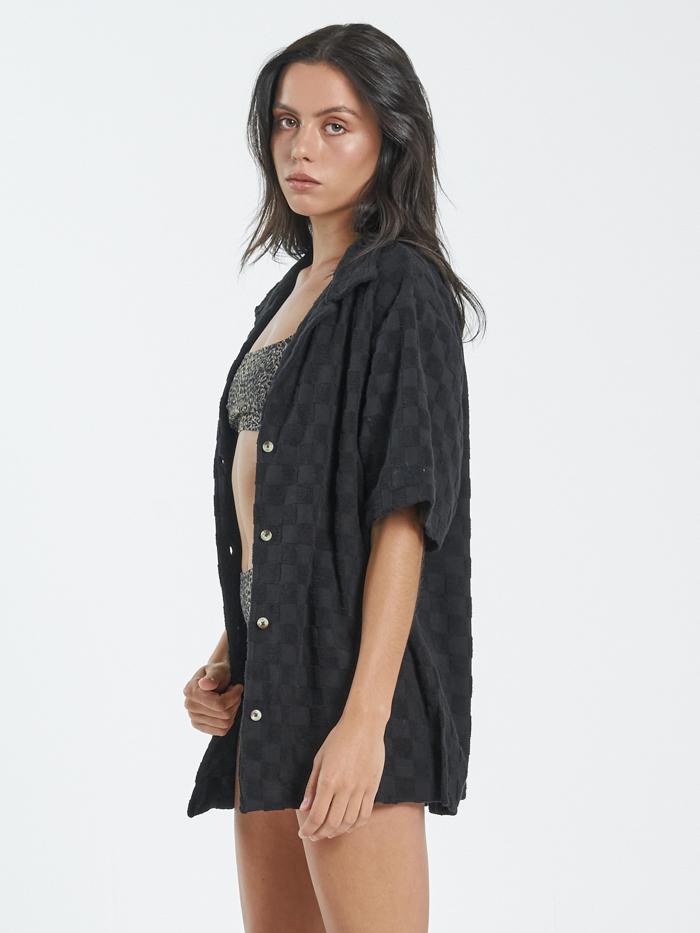 Aalto Terry Bowling Shirt - Black