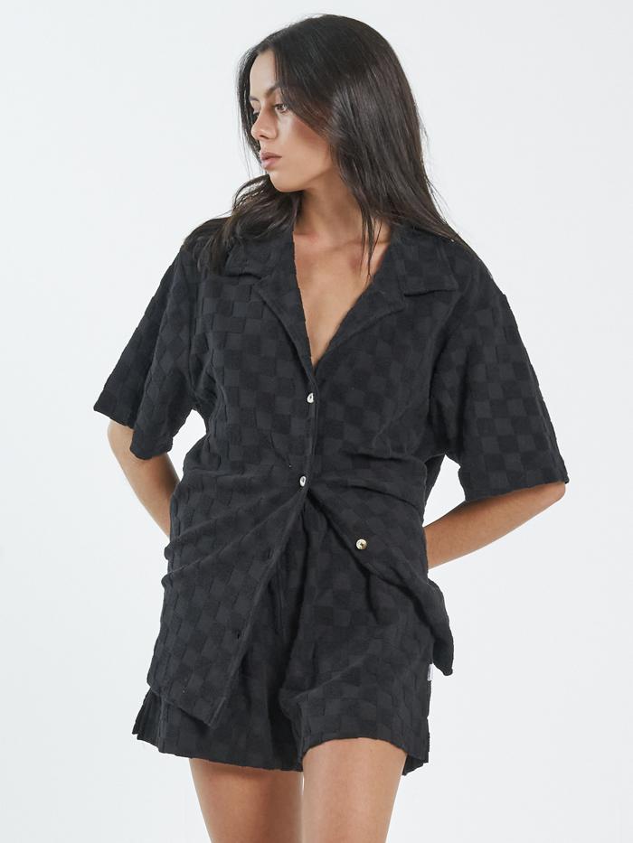 Aalto Terry Bowling Shirt - Black