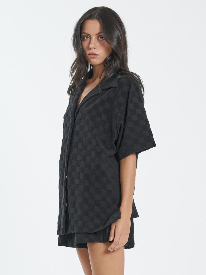 Aalto Terry Bowling Shirt - Black
